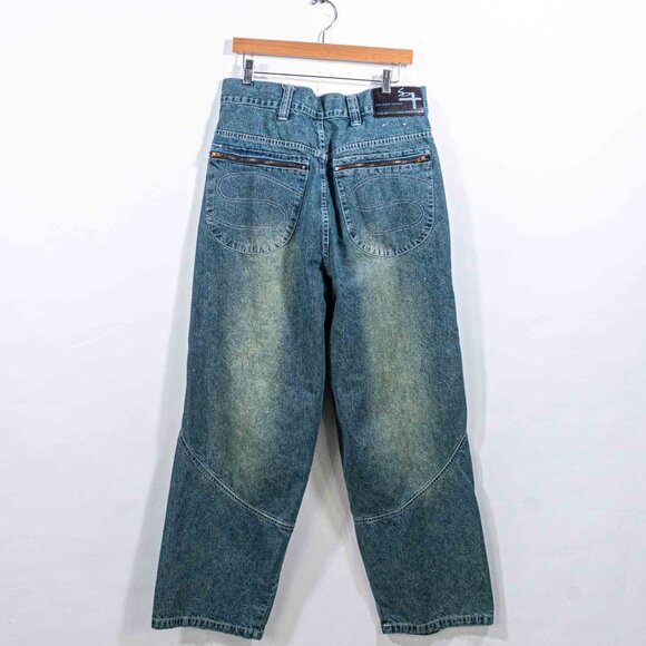 Baggy Hip Hop Zip Jeans Savoor 36 x 30 Y2K Streetwear Skate Retro - Picture 2 of 11